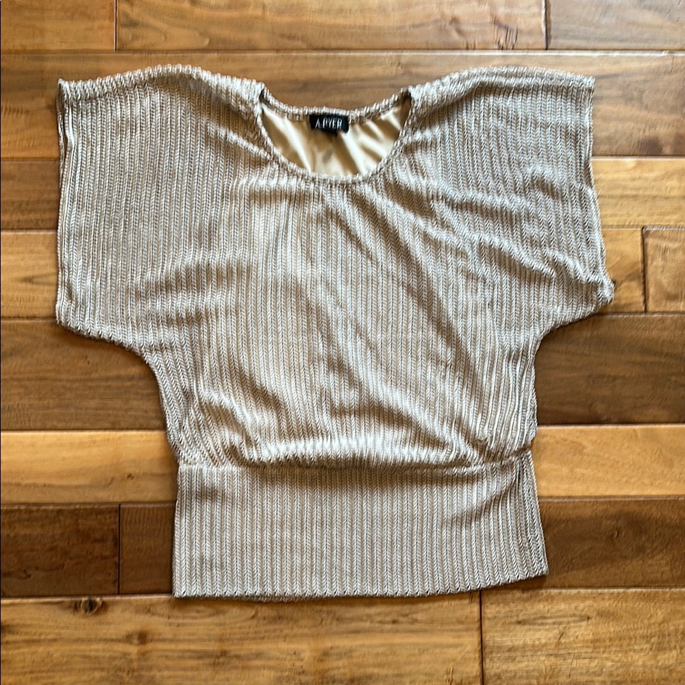 Vtg A Byer chain knit gold shimmer top